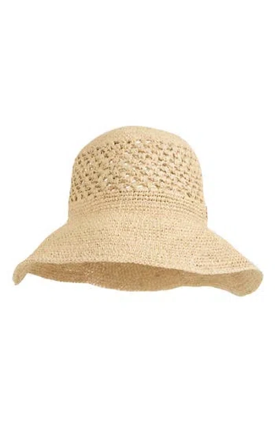 Bruno Magli Straw Crochet Packable Floppy Hat In Orange