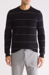 Bruno Magli Stripe Cashmere Sweater In Black