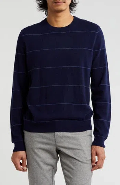 Bruno Magli Stripe Cashmere Sweater In Navy