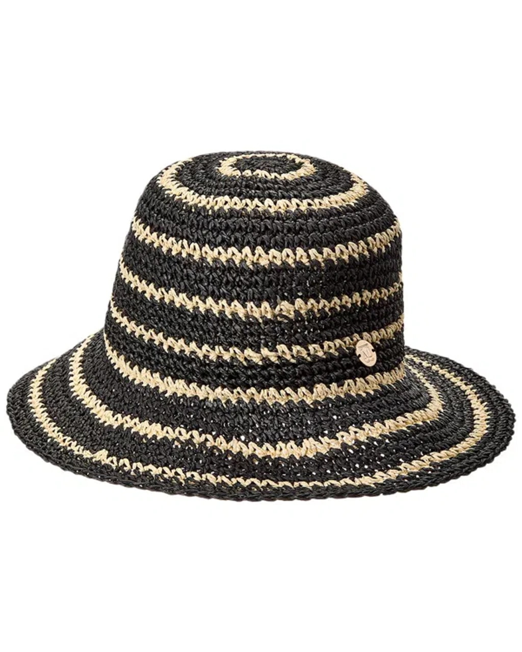 Bruno Magli Striped Crochet Straw Bucket Hat In Black | ModeSens display picture 2