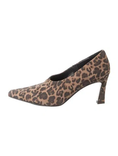 Pre-owned Bruno Magli Suede Animal Print Pumps In Brown