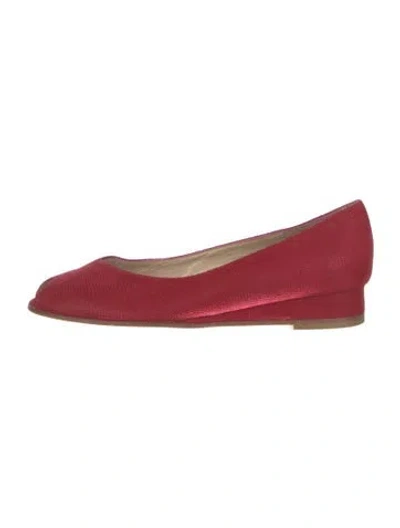 Pre-owned Bruno Magli Suede Ballet Flats In Red