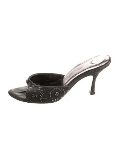 Pre-owned Bruno Magli Suede Beaded Accents Sandals In Black