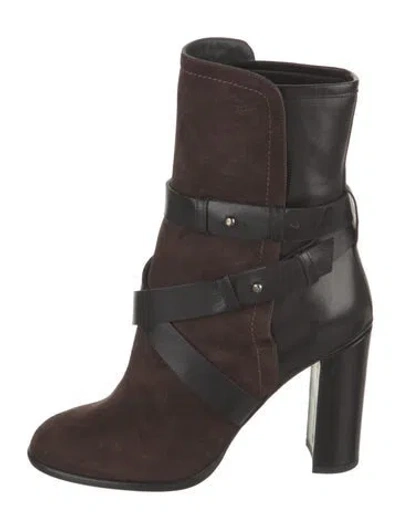 Pre-owned Bruno Magli Suede Boots In Brown