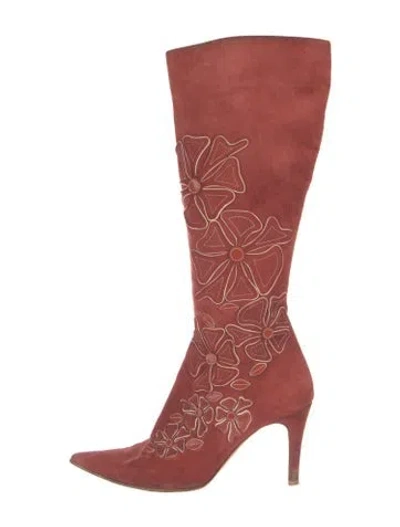Pre-owned Bruno Magli Suede Boots In Red