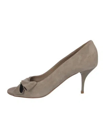 Pre-owned Bruno Magli Suede Bow Accents Slingback Sandals In Neutral