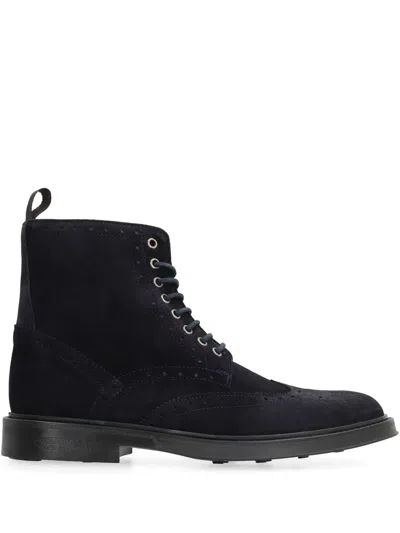 Bruno Magli Suede Brogue Ankle Boots In Blue