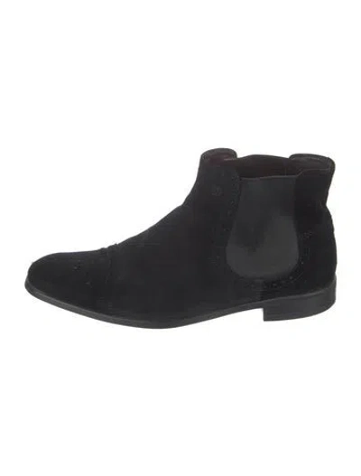 Pre-owned Bruno Magli Suede Chelsea Boots In Black