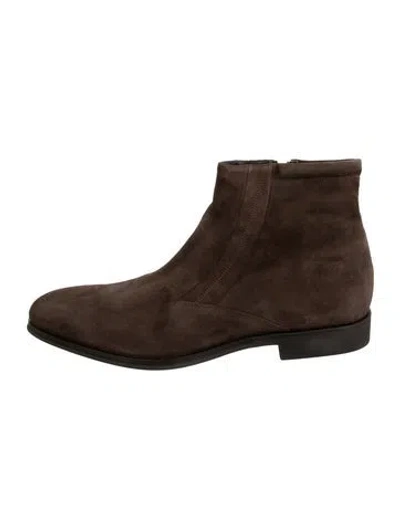 Pre-owned Bruno Magli Suede Chelsea Boots In Brown