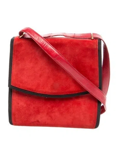 Pre-owned Bruno Magli Suede Crossbody Bag In Red