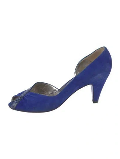 Pre-owned Bruno Magli Suede D'orsay Pumps In Blue