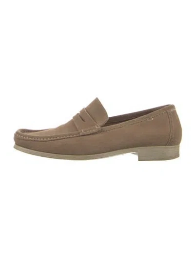Pre-owned Bruno Magli Suede Dress Loafers In Neutral