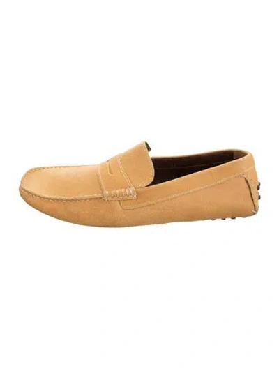Pre-owned Bruno Magli Suede Drivers In Neutrals