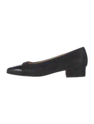 Pre-owned Bruno Magli Suede Flats In Black