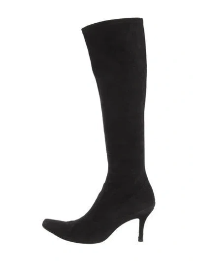 Pre-owned Bruno Magli Suede Glitter Accents Boots In Black