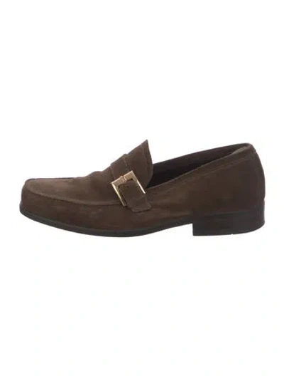 Pre-owned Bruno Magli Suede Loafers In Brown