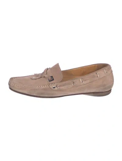 Pre-owned Bruno Magli Suede Moccasins In Neutral