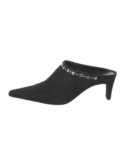 Pre-owned Bruno Magli Suede Mules In Black