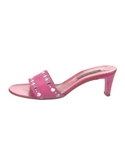Pre-owned Bruno Magli Suede Printed Slides In Pink