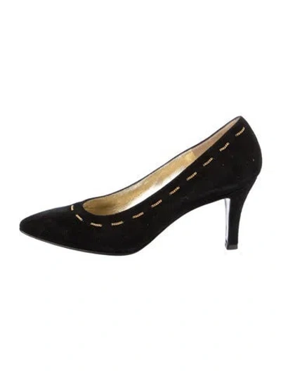 Pre-owned Bruno Magli Suede Pumps In Black