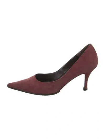Pre-owned Bruno Magli Suede Pumps In Burgundy