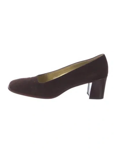 Pre-owned Bruno Magli Suede Pumps In Burgundy