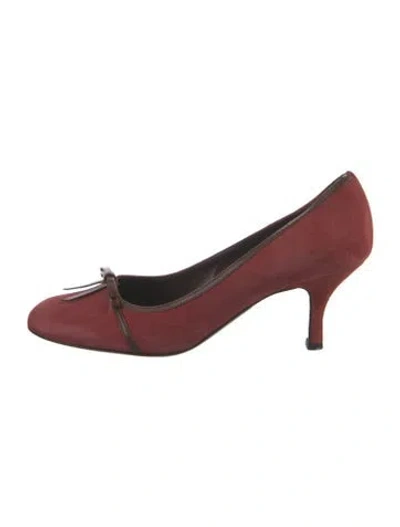 Pre-owned Bruno Magli Suede Pumps In Burgundy