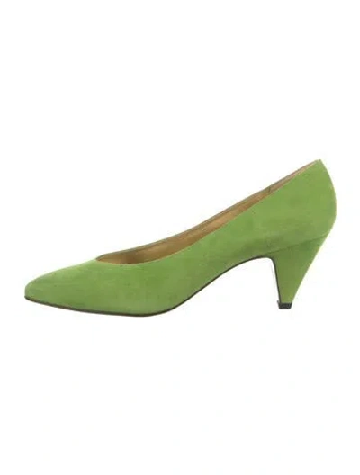 Pre-owned Bruno Magli Suede Pumps In Green