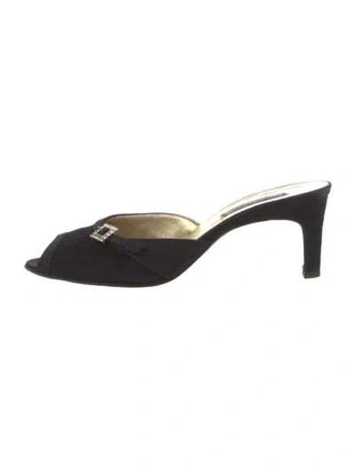 Pre-owned Bruno Magli Suede Slides In Black