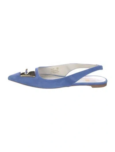 Pre-owned Bruno Magli Suede Slingback Flats In Blue