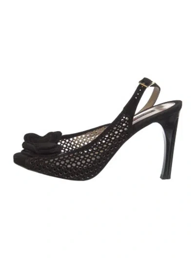 Pre-owned Bruno Magli Suede Slingback Pumps In Black