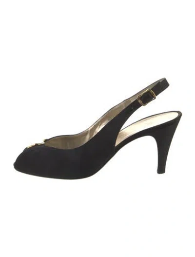 Pre-owned Bruno Magli Suede Slingback Pumps In Black
