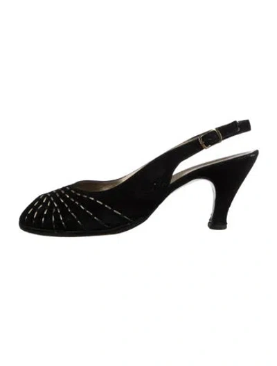 Pre-owned Bruno Magli Suede Slingback Pumps In Black