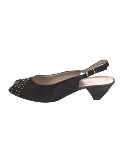 Pre-owned Bruno Magli Suede Slingback Pumps In Black