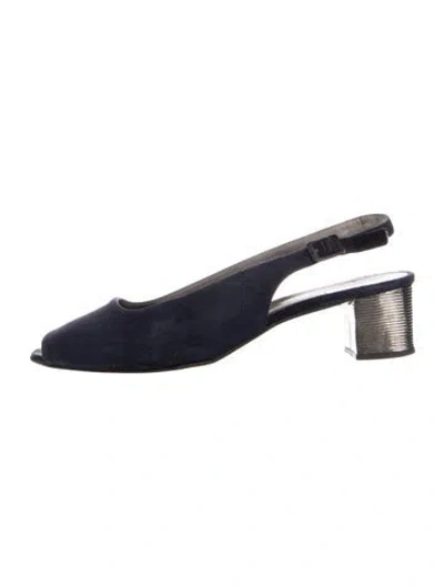 Pre-owned Bruno Magli Suede Slingback Pumps In Blue
