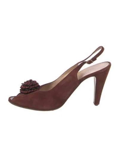 Pre-owned Bruno Magli Suede Slingback Sandals In Burgundy