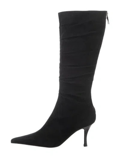 Pre-owned Bruno Magli Suede Slouch Boots In Black