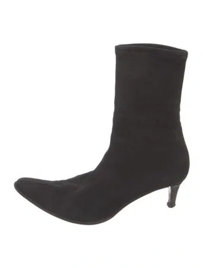 Pre-owned Bruno Magli Suede Sock Boots In Black