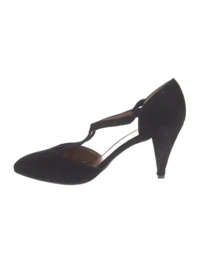 Pre-owned Bruno Magli Suede T-strap Pumps In Blue