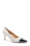 Bruno Magli Tina Pointed Toe Pump In Cream/black Patent