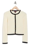 Bruno Magli Tipped Merino Wool Crop Cardigan In Gold