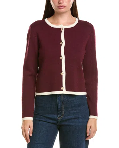 Bruno Magli Tipped Merino Wool Cropped Jacket In Red