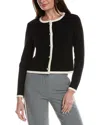 Bruno Magli Tipped Merino Wool Cropped Jacket In Black