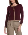 Bruno Magli Tipped Merino Wool Cropped Jacket In Burgundy
