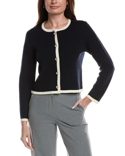 Bruno Magli Tipped Merino Wool Cropped Jacket In Navy