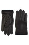 Bruno Magli Touch Tech Cashmere Lined Leather Gloves In Black