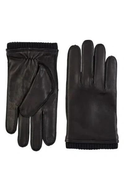 Bruno Magli Touch Tech Cashmere Lined Leather Gloves In Black