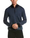 Bruno Magli Twill Suede-trim Wool Pullover In Navy