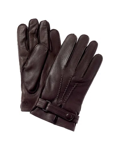Bruno Magli Two-tone Cashmere-lined Leather & Suede Gloves In Brown