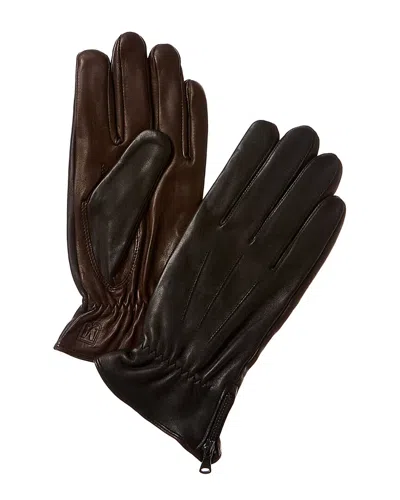 Bruno Magli Two-tone Cashmere-lined Leather Gloves In Black